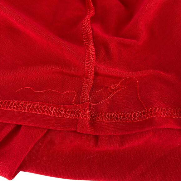 Long Sleeve Tunic Top Scoop Neck Asymmetrical Hem Red Measurements Included - Picture 6 of 12